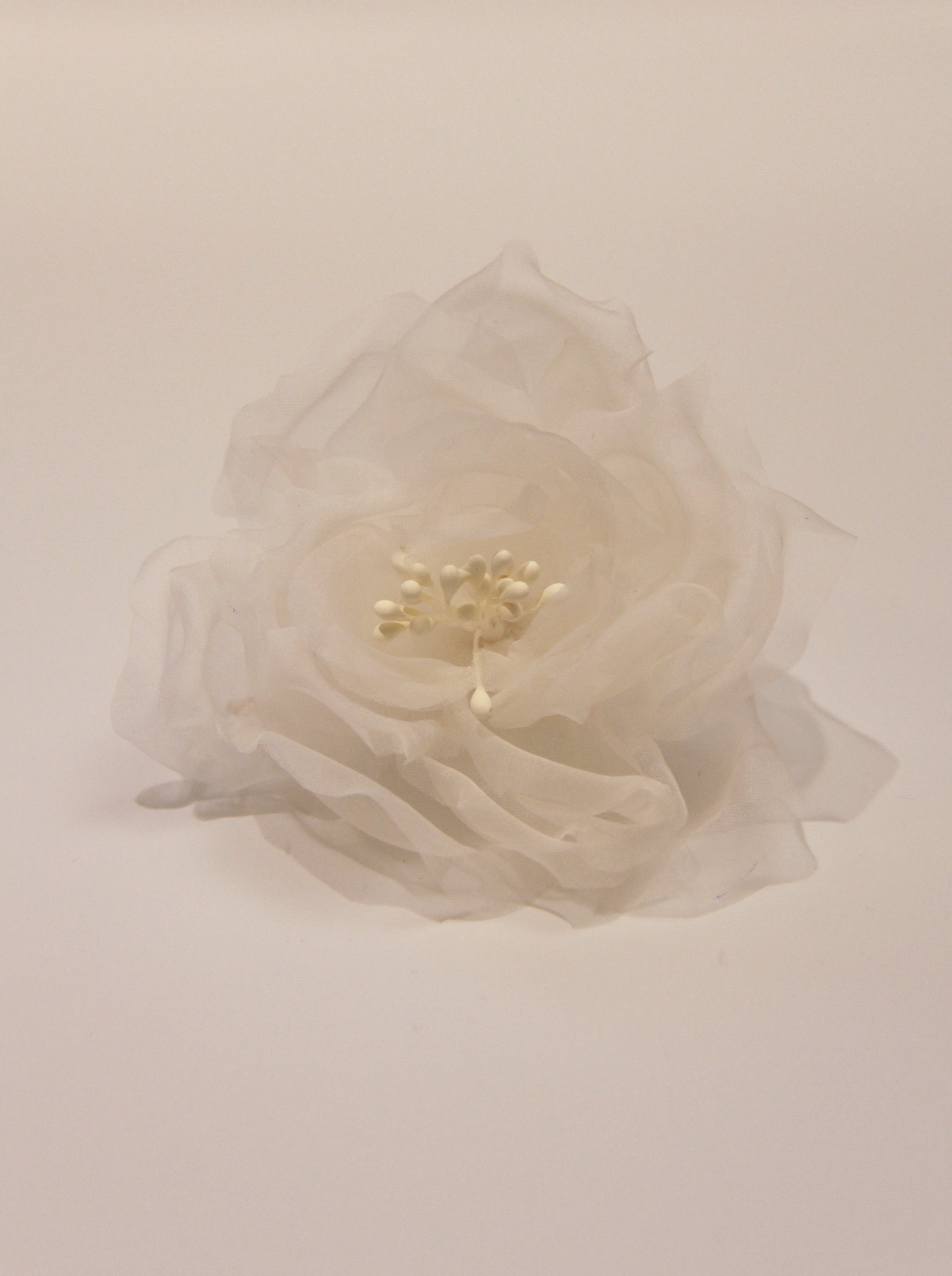 White organza flower pin