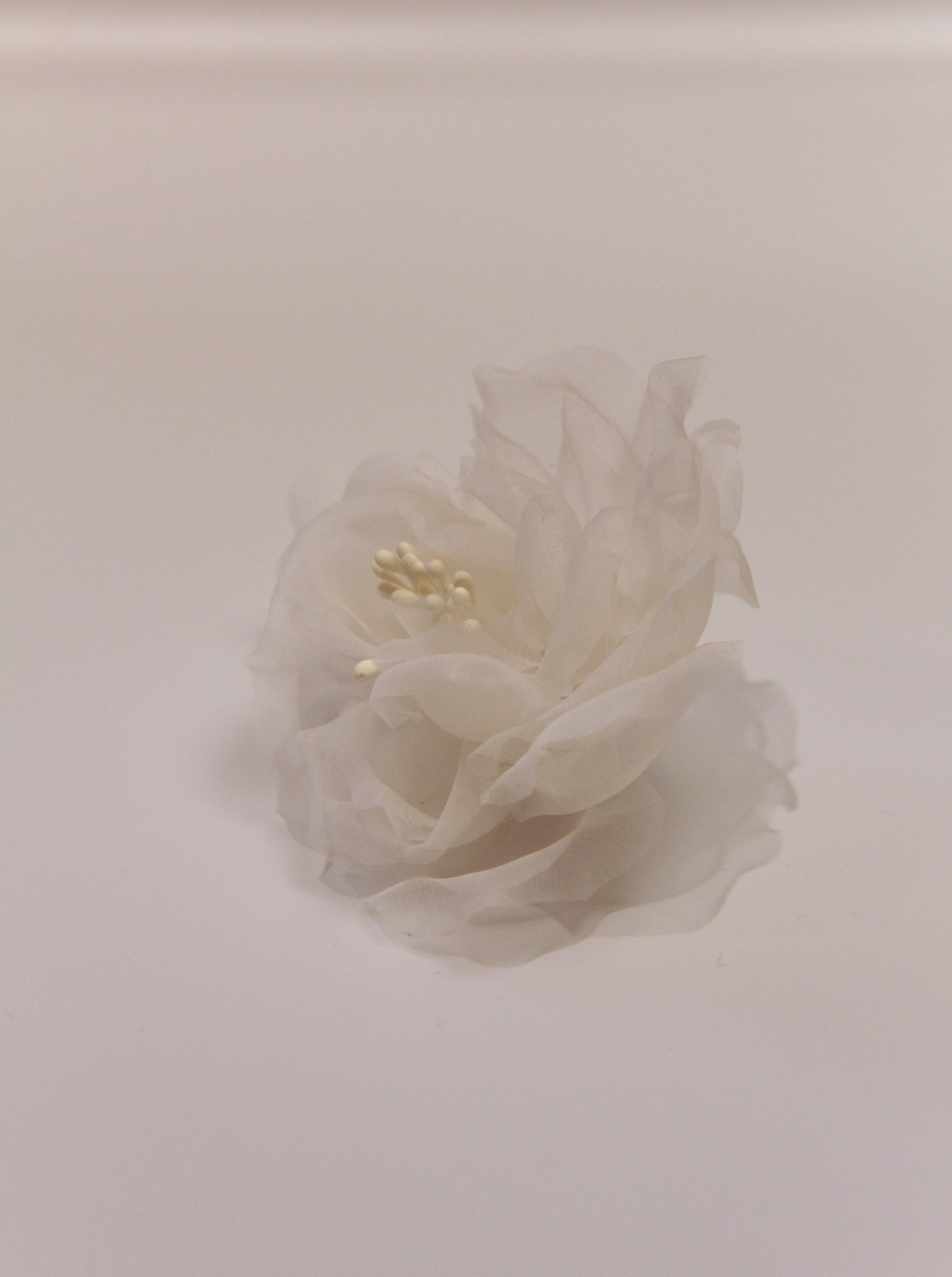 White organza flower pin