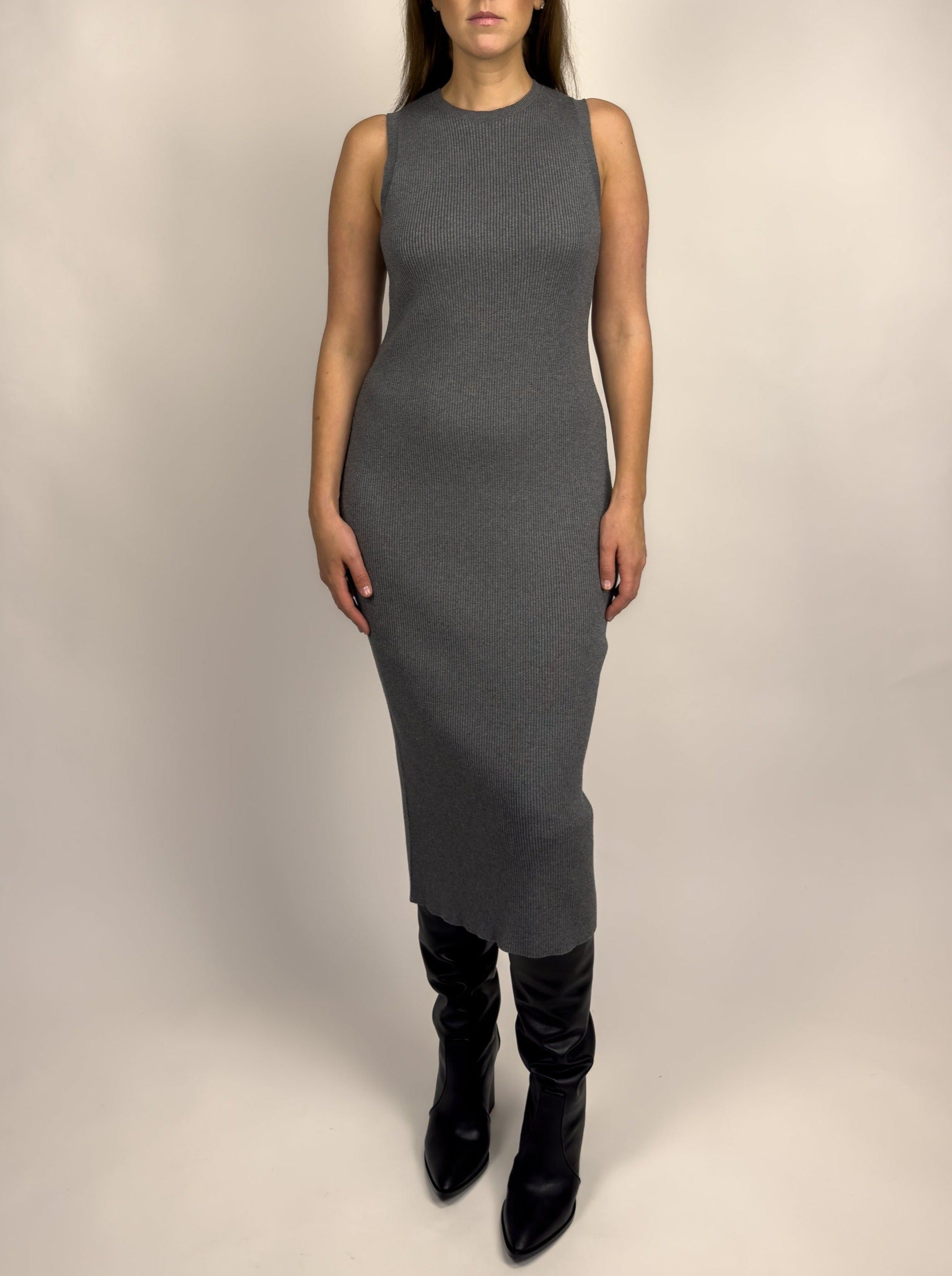 Celine Sleeveless viscose knit rib dress