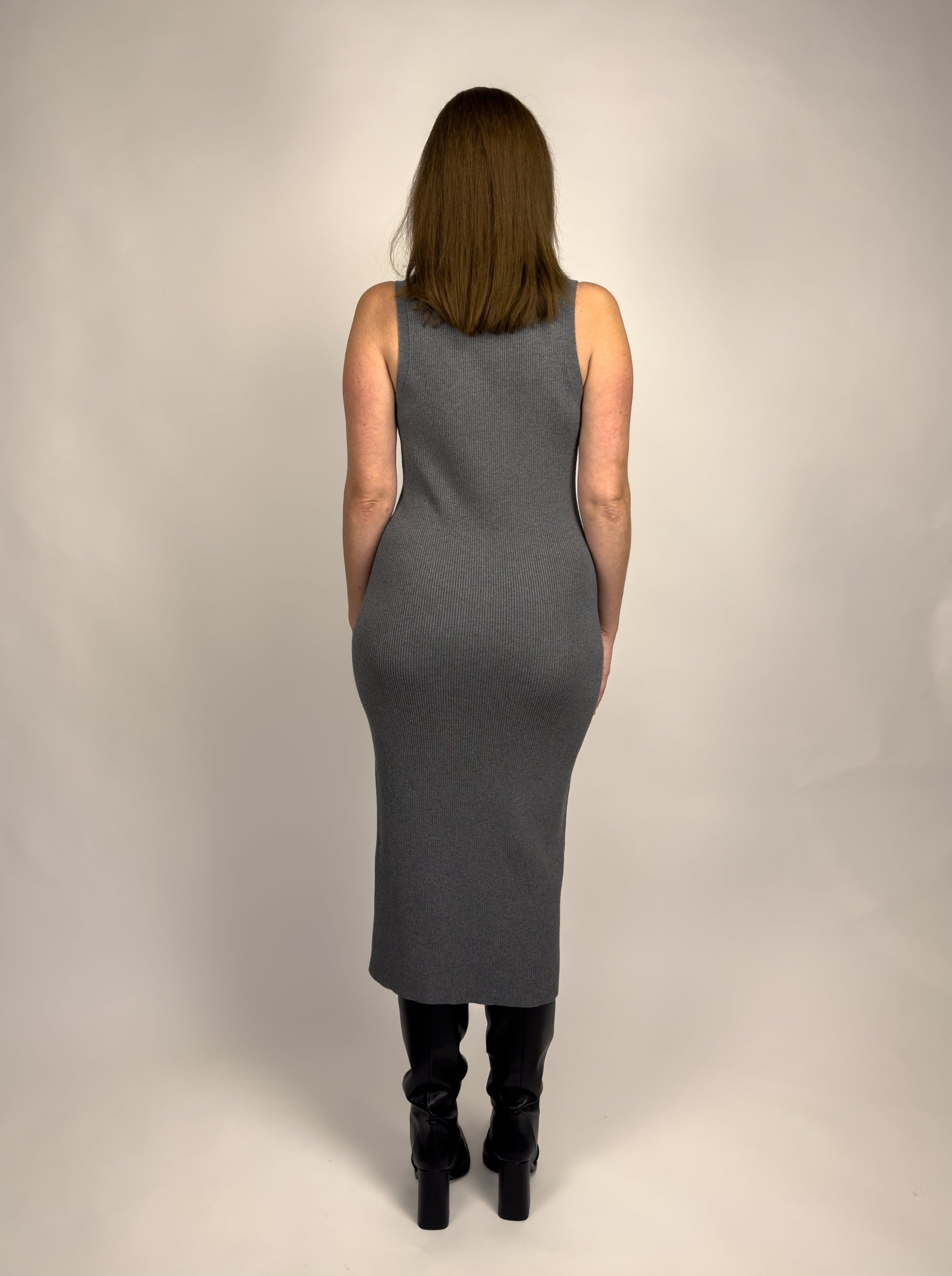 Celine Sleeveless viscose knit rib dress