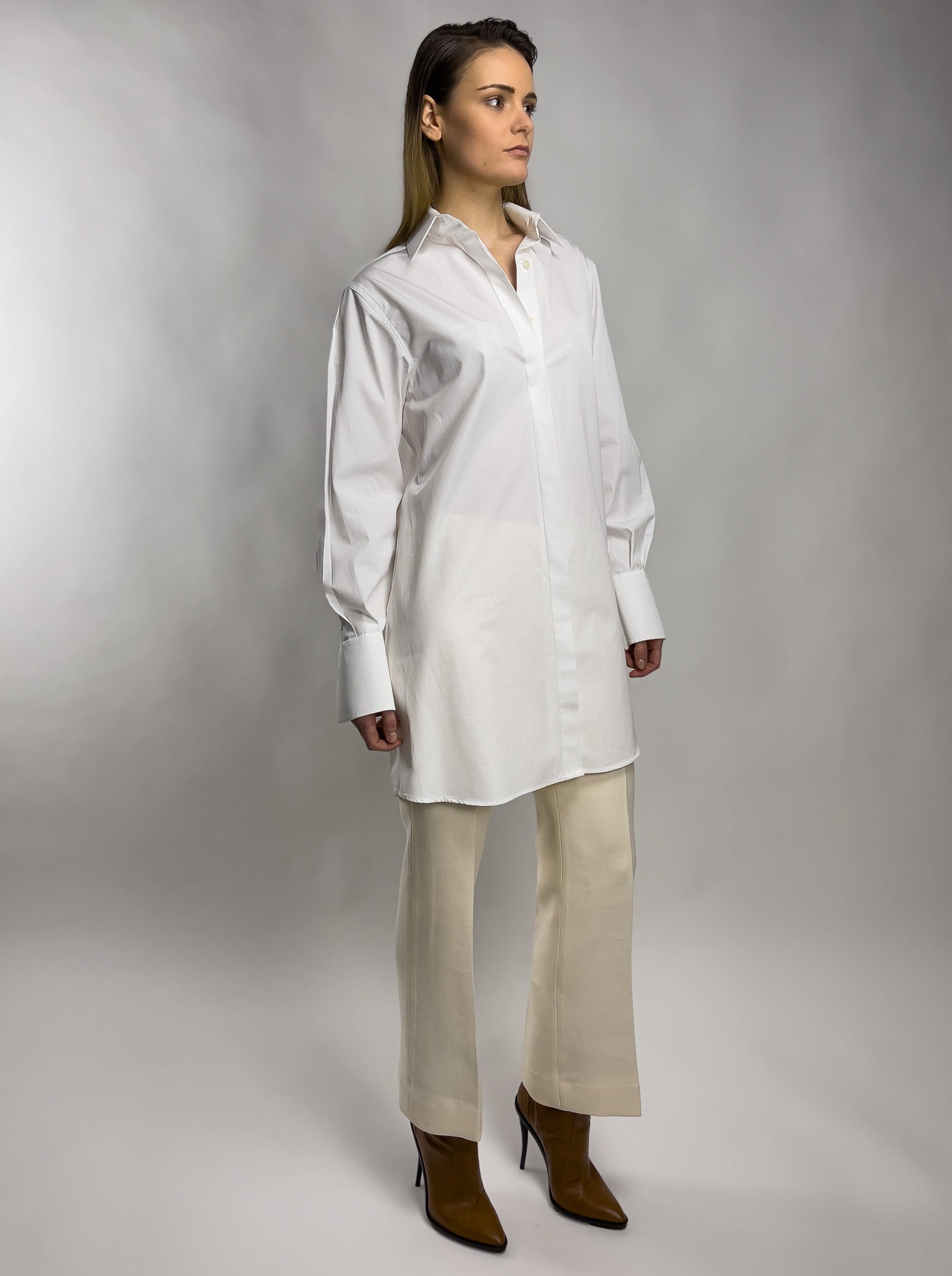 White Italian cotton long shirt