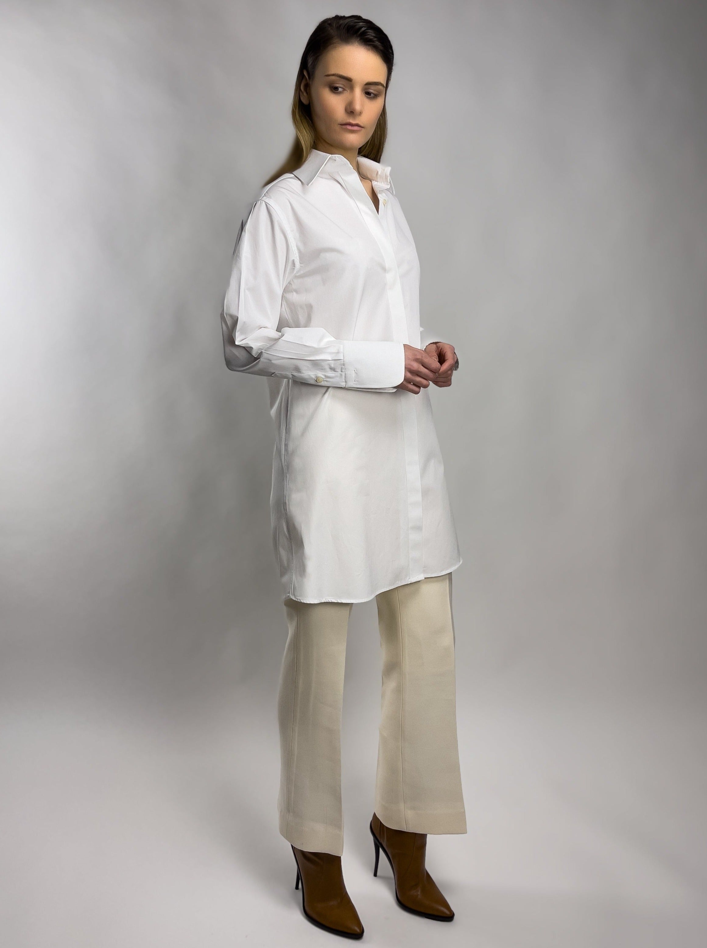 White Italian cotton long shirt
